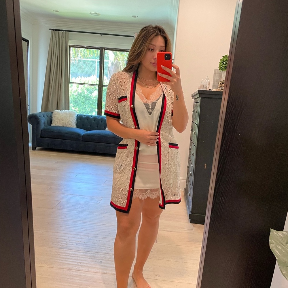Gucci Macrame GG Gardenia Slip Dress